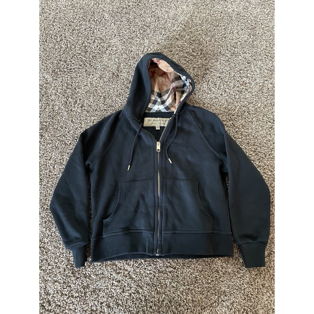Burberry London Women's Full Zip Nova Check Hood Hoodie Size L